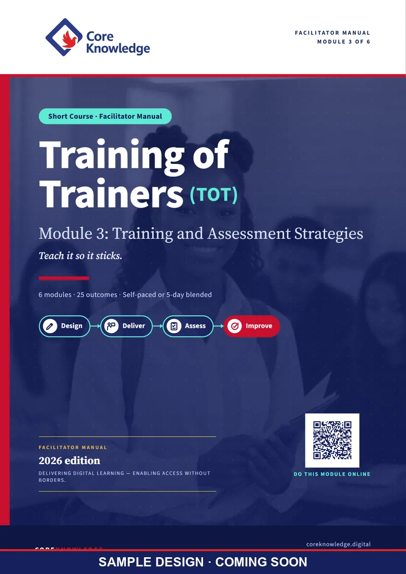 TOT Facilitator Manual: front cover (sample design)